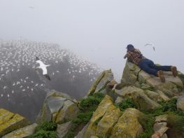 Nick Lund with a towering view of the gannets at Cape St. Mary's