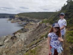 Emma (11) & Leslie (8) during a family hike on the East Coast Trail